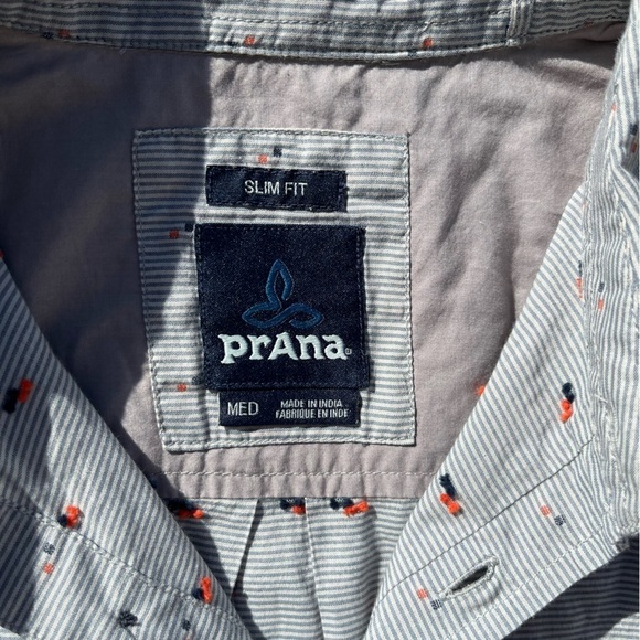 Men's PrAna Button-Down Shirt Multicolor Geometric M Cotton Hippy BOHO City Sun - Picture 2 of 12